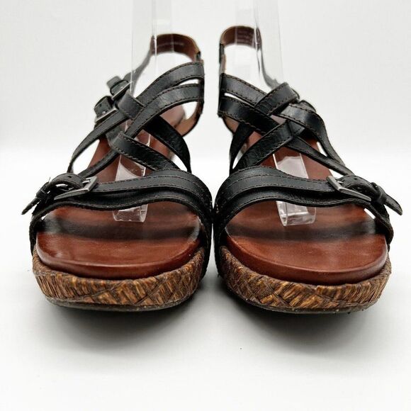 Naya Maize Black Leather Strappy Slingback Wedge Platform Sandals Size 11 - Picture 6 of 13